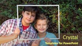  Presentation with advertising - Amazing slide set having two-cute-boys-brothers-smiling backdrop and a tawny brown colored foreground