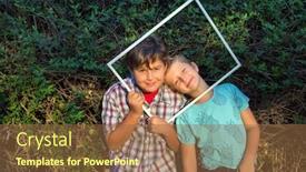  Presentation with advertising - Audience pleasing presentation theme consisting of two-cute-boys-brothers-smiling backdrop and a tawny brown colored foreground