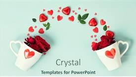  Presentation with anniversary blue - Presentation design with two-cute-cups-with-roses background and a sky blue colored foreground