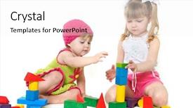  Presentation with building blocks - Cool new presentation with two cute girls playing backdrop and a white colored foreground