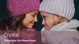  Presentation with knitted clothes - Presentation theme enhanced with two-cute-girls-wearing-knitted background and a tawny brown colored foreground