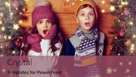  Presentation with cute stars - Presentation theme consisting of two-cute-kids-in-winter background and a violet colored foreground