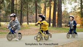  Presentation with asphalt road - Audience pleasing slide deck consisting of two-cute-little-boys backdrop and a coral colored foreground