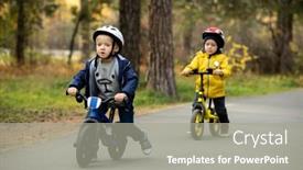  Presentation with road safety - Cool new slide set with two-cute-little-boys backdrop and a gray colored foreground