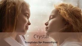  Presentation with cute - Presentation design consisting of two-cute-little-girls-sit background and a coral colored foreground