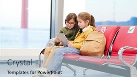  Presentation with cartoons - Slide deck with two-cute-little-girls background and a light blue colored foreground