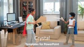  Presentation with siblings - Slide deck enhanced with two-cute-mixed-race-siblings background and a coral colored foreground