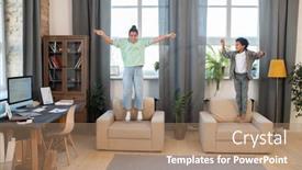  Presentation with siblings - Beautiful PPT layouts featuring two-cute-mixed-race-siblings backdrop and a coral colored foreground