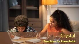  Presentation with african ethnicity - Presentation theme enhanced with two-cute-siblings-of-african background and a tawny brown colored foreground