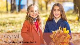  Presentation with friendship day - Slide set featuring two cute smiling 8 years old girls posing together in a park on a sunny autumn day friendship concept background and a red colored foreground