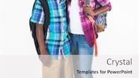  Presentation with diverse kids - Colorful PPT theme enhanced with two-cute-smiling-african-american backdrop and a white colored foreground