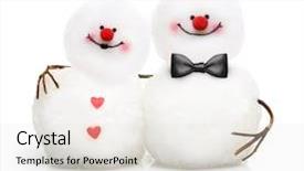  Presentation with snowmen - Amazing theme having two cute snowmen in love hugging isolated on white background backdrop and a sky blue colored foreground