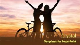  Presentation with cyclist - Slide set with two-cyclist-with-bicycle background and a tawny brown colored foreground
