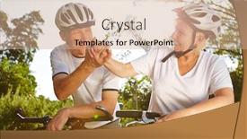  Presentation with shaking hands - Slide set featuring two-cyclists-shaking-hands background and a coral colored foreground