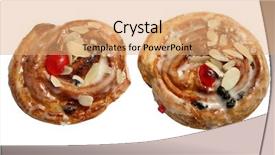  Presentation with danish - Theme with two danish pasty cakes isolated over white background and a coral colored foreground