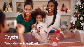  Presentation with black father - Slide deck having two daughters for christmas background and a red colored foreground