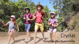  Presentation with family - PPT layouts with beautiful path in the forest background and a coral colored foreground