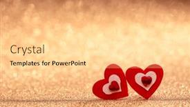  Presentation with wedding invitation card - PPT layouts enhanced with two-decorative-hearts background and a blonde colored foreground