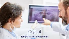  Presentation with orthodontics - Slides having two-dentists-discuss-the-findings background and a sky blue colored foreground