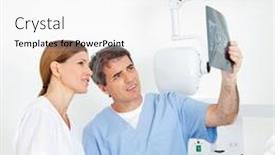  Presentation with denture - Beautiful PPT theme featuring two-dentists-look backdrop and a white colored foreground