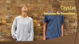  Presentation with teens - Slides featuring two depressed young teens stand in front of a brick wall front view nobody inside background and a tawny brown colored foreground