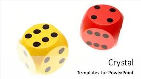  Presentation with two roads - Presentation having two dice isolated on white background and a  colored foreground