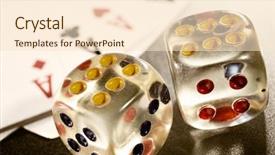  Presentation with ace of spades - Colorful PPT theme enhanced with two dices and four kind backdrop and a  colored foreground