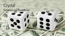  Presentation with joint venture crowdfunding money business - Beautiful PPT theme featuring two dices on money background backdrop and a light gray colored foreground