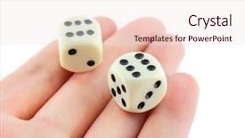  Presentation with white - Audience pleasing presentation theme consisting of two dices on hand isolated backdrop and a sky blue colored foreground