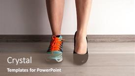  Presentation with shoes - Cool new slides with two-different-types-of-shoes backdrop and a coral colored foreground