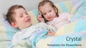  Presentation with mosquito - Slide set with two diseased children with mosquito background and a sky blue colored foreground