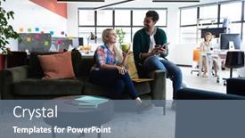  Presentation with diverse business people - Slide set featuring two-diverse-business-people-working background and a gray colored foreground