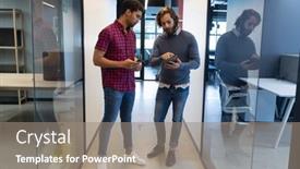  Presentation with diverse business people - Slides with two-diverse-businessmen-working background and a gray colored foreground