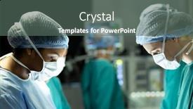  Presentation with diverse medical - Presentation design enhanced with two-diverse-female-surgeons-concentrating background and a gray colored foreground