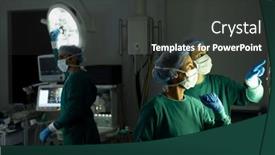  Presentation with diverse medical - Slide deck having two-diverse-female-surgeons-discussing background and a dark gray colored foreground