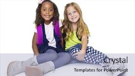  Presentation with diverse kids - Presentation design featuring two diverse little school children background and a light blue colored foreground