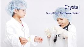  Presentation with kids - PPT layouts featuring two doctor kids background and a sky blue colored foreground