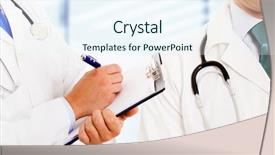  Presentation with hospital - PPT layouts consisting of two doctors at the hospital background and a sky blue colored foreground