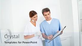  Presentation with consult - Theme consisting of two-doctors-consult background and a light blue colored foreground