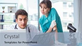  Presentation with mri - Beautiful PPT layouts featuring two-doctors-discussing-x-ray backdrop and a light blue colored foreground