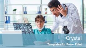 Presentation with mri - Cool new PPT layouts with two-doctors-discussing-x-ray backdrop and a teal colored foreground