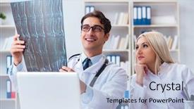  Presentation with diagnosis - Amazing slides having two doctors examining x-ray backdrop and a light blue colored foreground