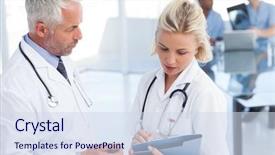  Presentation with two people holding hands - Slide set enhanced with two doctors holding and talking background and a sky blue colored foreground