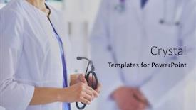  Presentation with conference - Presentation featuring two-doctors-in-conference-room background and a light blue colored foreground