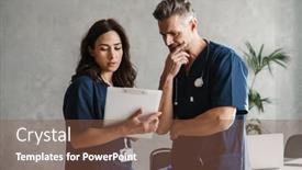  Presentation with test - Slides consisting of two-doctors-in-medical-uniforms background and a tawny brown colored foreground