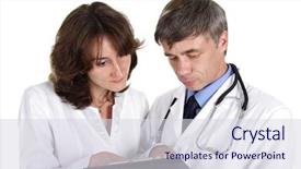  Presentation with review - Slides enhanced with two doctors review some case background and a sky blue colored foreground