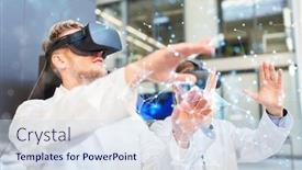  Presentation with virtual - Presentation design with two doctors using virtual reality background and a sky blue colored foreground