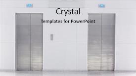  Presentation with elevators - PPT theme featuring two doors of elevators background and a light gray colored foreground