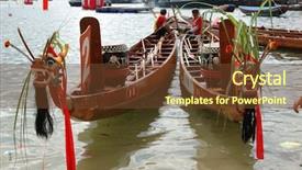  Presentation with dragon boat - Slide set enhanced with two dragon boats ready background and a tawny brown colored foreground
