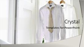  Presentation with homelesness and domestic violence - Presentation theme having two dress shirts on hangers background and a  colored foreground
